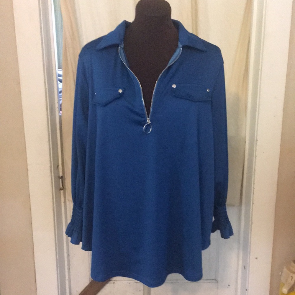 Flycurvy 1/4 Zip Blouse